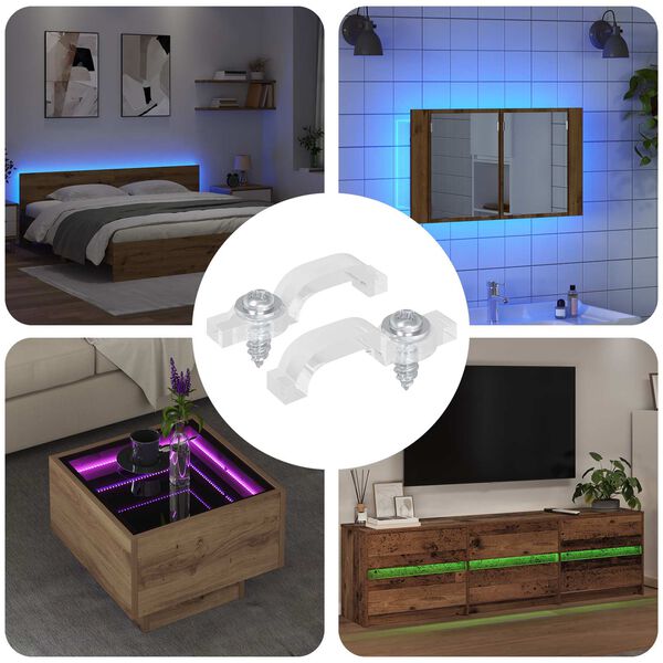 vidaXL Clipes de faixa LED 2 pcs Transparente 23,8 x 7,3 x 4,3 mm