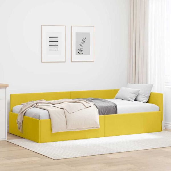 vidaXL Estrutura de Cama de Canto Amarelo 80 cm x 200 cm Veludo