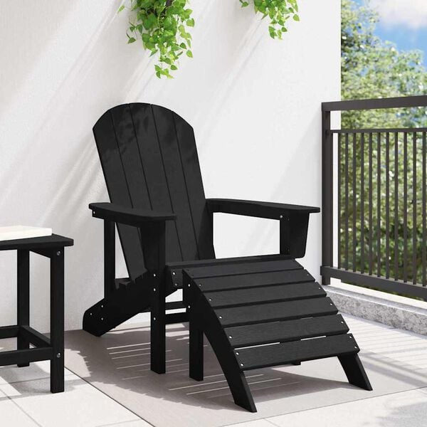vidaXL Cadeira Adirondack Preto 82 x 74 x 92 cm HDPE