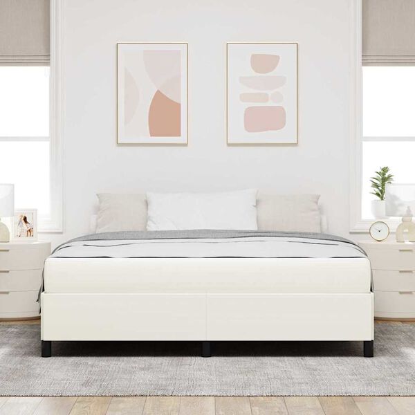 vidaXL Estrutura da Cama com colch&atilde;o Creme 180 x 200 cm tecido