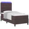 vidaXL Cama Box com colch&atilde;o com led Castanho escuro 90 x 190 cm tecido