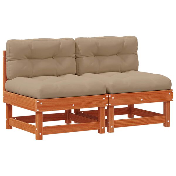 vidaXL Sof&aacute; do Meio do Jardim Madeira de pinho maci&ccedil;o Castanho Cera