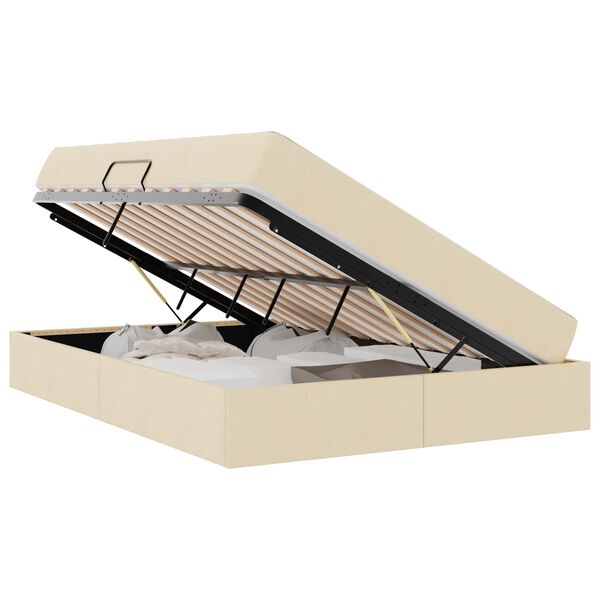 vidaXL Cama com arruma&ccedil;&atilde;o e colch&atilde;o Creme 140 x 200 cm Poli&eacute;ster