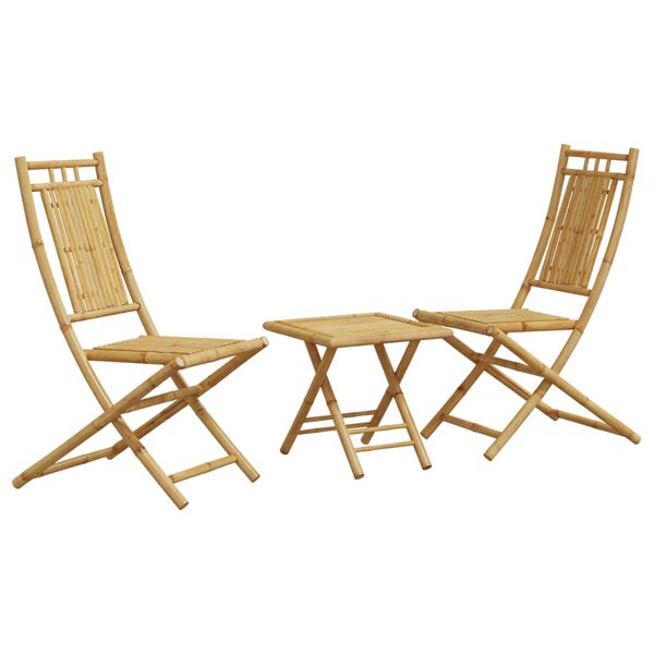 vidaXL 3 pcs conjunto de bistrô em bambu