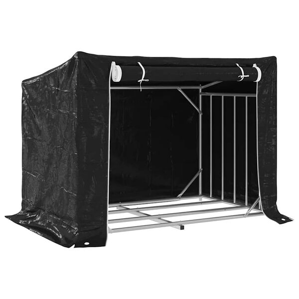 vidaXL Rack de lenha tampa chuva 150,5x100,5x110,5cm a&ccedil;o galvanizado