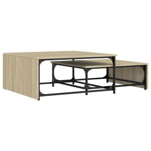 vidaXL Mesa centro encastrar 2pcs deriv. madeira/metal carvalho sonoma