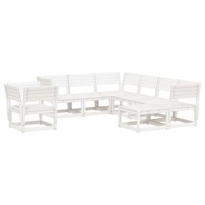 vidaXL 8 pcs conjunto lounge de jardim pinho maci&ccedil;o branco
