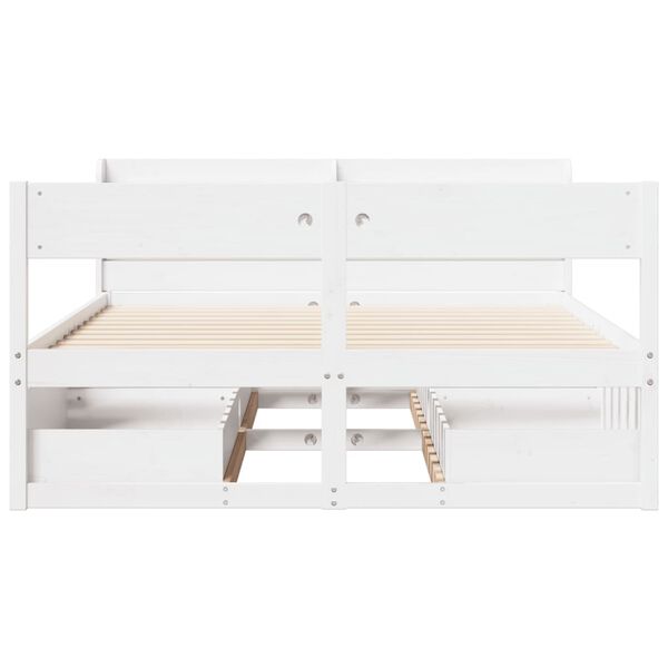 vidaXL Cama sem colch&atilde;o 150x200 cm madeira de pinho maci&ccedil;a branco