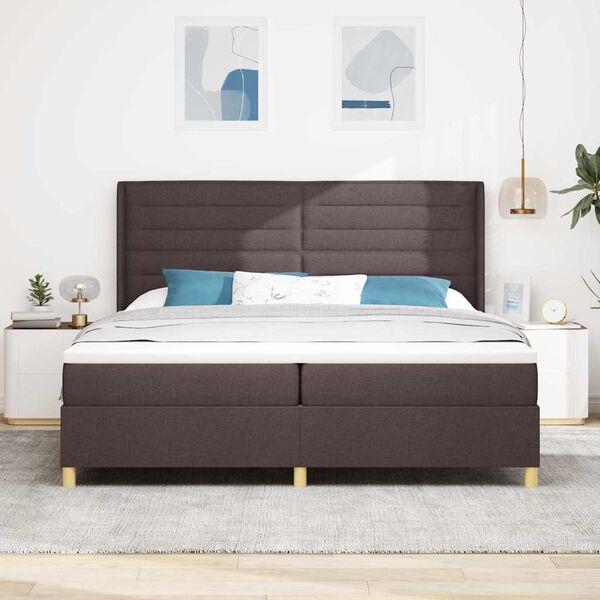 vidaXL Cama Box com colch&atilde;o Marrom Escuro 200 x 200 cm tecido