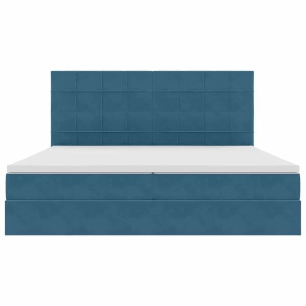 vidaXL Cama com arruma&ccedil;&atilde;o e LED Azul Escuro 200 x 200 cm Veludo