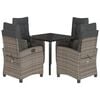 vidaXL 5 pcs conjunto de jantar p/ jardim c/ almofad&otilde;es vime PE cinza