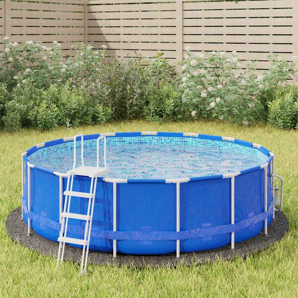 vidaXL Pano para ch&atilde;o de piscinas &Oslash;306 cm poli&eacute;ster geot&ecirc;xtil cinza