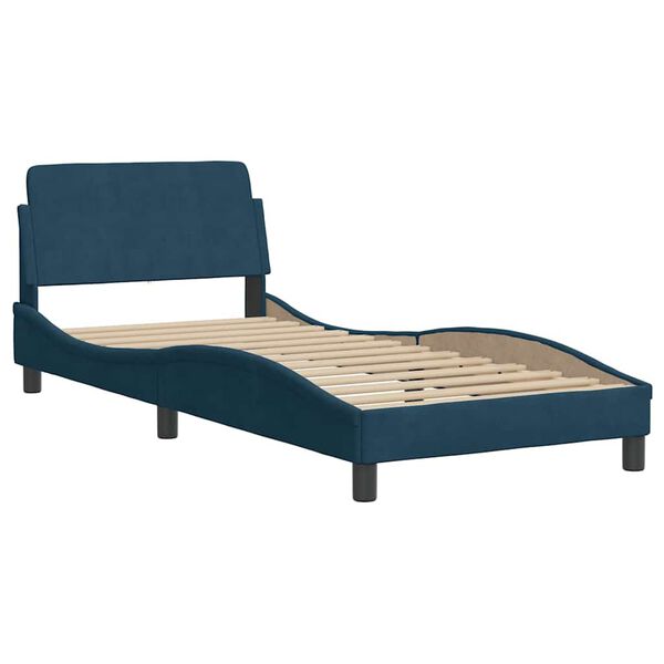 vidaXL Estrutura de cama com cabeceira Dover 80x200 cm veludo azul