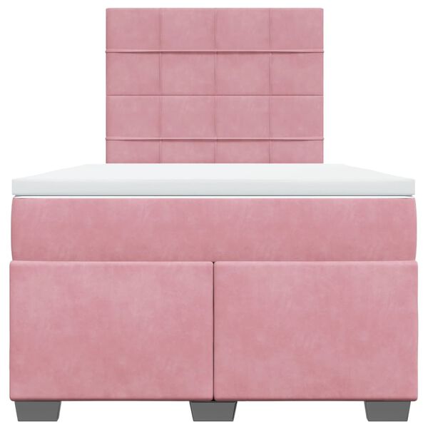 vidaXL Cama boxspring com colch&atilde;o 120x190 cm veludo rosa