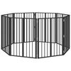 vidaXL Port&atilde;o para Cachorros 8 unid. Preto 60 x 80 cm A&ccedil;o Galvanizado