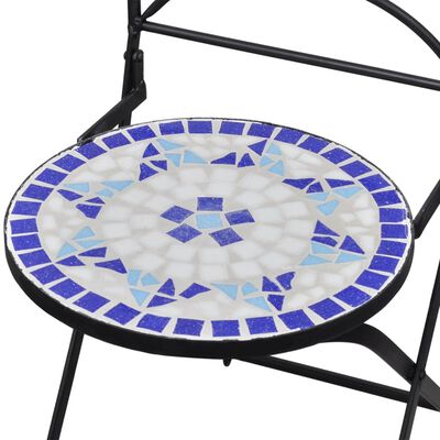 vidaXL Conjunto bistrô azulejos de cerâmica 3 pcs azul e branco
