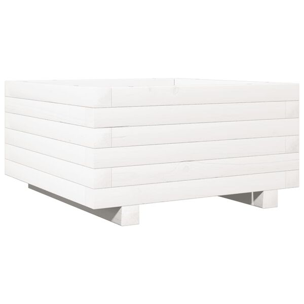vidaXL Vaso/floreira de jardim 50x50x26,5 cm pinho maci&ccedil;o branco
