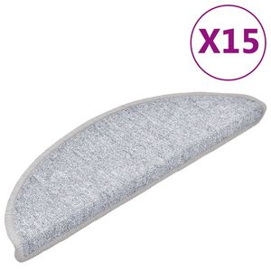 vidaXL Tapetes de escada 15 pcs 56x17x3 cm cinzento claro