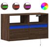 vidaXL M&oacute;vel de parede p/ TV c/ luzes LED 80x31x45cm carvalho castanho