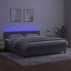 vidaXL Cama box spring c/ colch&atilde;o/LED 160x200 cm veludo cinzento-claro