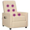 vidaXL Poltrona elevatória de massagens elétrica tecido creme