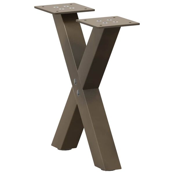 vidaXL P&eacute;s para mesa de centro em formato de X, 2 pe&ccedil;as, a&ccedil;o natural, 30x(30-31) cm, a&ccedil;o
