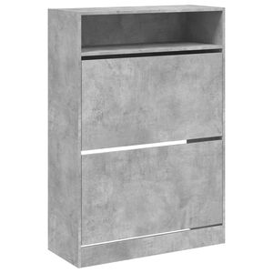 vidaXL Sapateira c/ 2 gavetas articuladas 80x34x116 cm cinza cimento