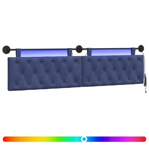 vidaXL Cabeceira suspensa Com luz LED Azul Pol&iacute;cia Veludo