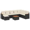 vidaXL 9 pcs conjunto de sof&aacute;s p/ jardim c/ almofad&otilde;es vime PE preto