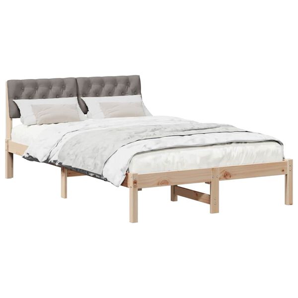 vidaXL Estrutura da cama com cabeceira Marrom e taupe 120 x 190 cm