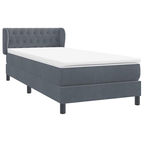 vidaXL Cama com molas/colch&atilde;o cinza-escuro 80x210 cm veludo