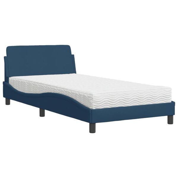 vidaXL Cama com colch&atilde;o Dover 100x200 cm tecido azul