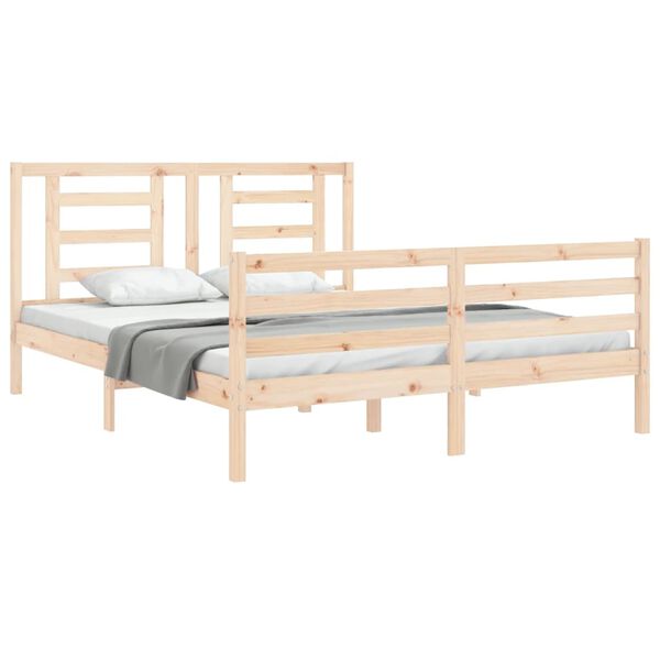 vidaXL Estrutura de cama com cabeceira 160x200 cm madeira maci&ccedil;a