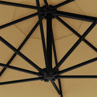vidaXL Guarda-sol de parede mastro metálico 300 cm cinza-acastanhado