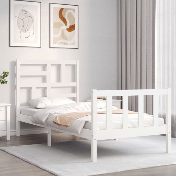vidaXL Cama sem colch&atilde;o 100x200 cm madeira de pinho maci&ccedil;a branco