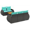 vidaXL Conjunto de sof&aacute; de jardim com 6 pe&ccedil;as e almofadas em rattan sint&eacute;tico preto