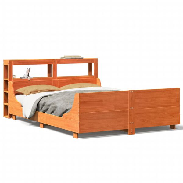 vidaXL Cama sem colch&atilde;o 160x200 cm madeira pinho maci&ccedil;o castanho-mel