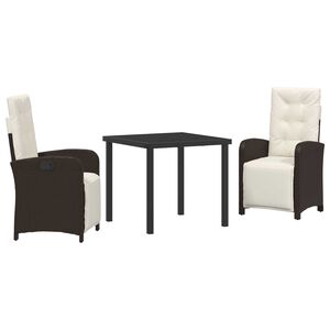 vidaXL Conjunto de Jantar para Jardim 3 pcs Castanho vime PE