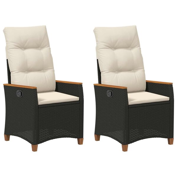 vidaXL Cadeira de Jardim Reclin&aacute;vel Preto e Creme 64 x 57,5 x 112 cm