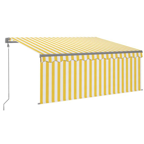 vidaXL Toldo autom. c/ estore/LED/sensor vento 3x2,5m amarelo/branco