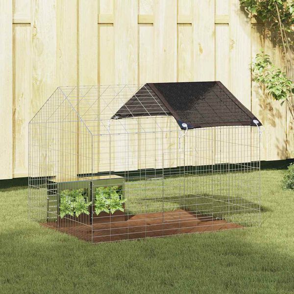 vidaXL Gaiola para Coelhos Prateado 400 x 78 x 78 cm Aço Galvanizado