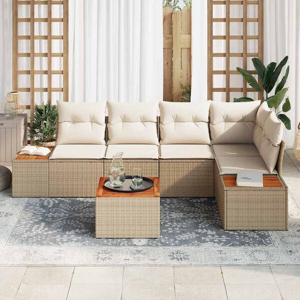 vidaXL Conjunto de Sofá de Jardim 6 pcs Bege Rattan Sintético