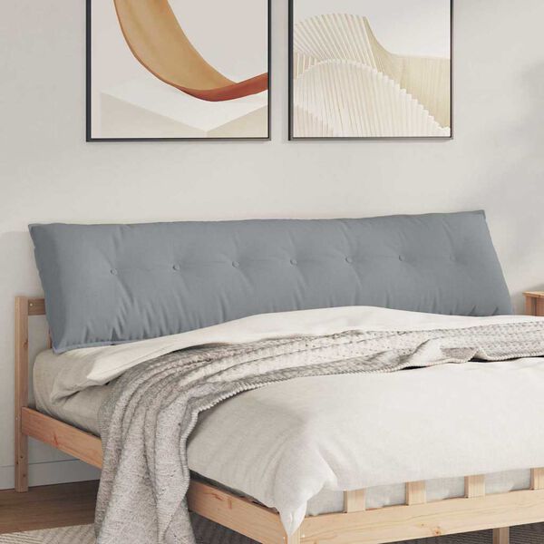 vidaXL Travesseiro para Costas Cinzento-claro 200 x 19 x 50 cm tecido