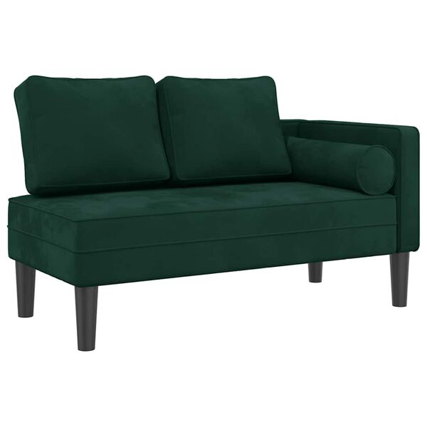 vidaXL Chaise longue com almofad&otilde;es veludo verde-escuro