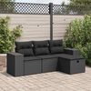 vidaXL 4 pcs conjunto de sof&aacute;s para jardim c/ almofad&otilde;es vime PE preto