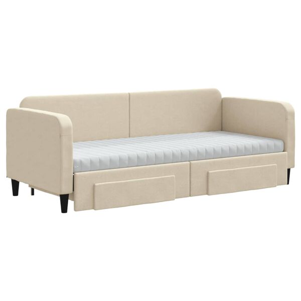 vidaXL Sofá-cama com gavetão e gavetas 80x200 cm tecido cor creme