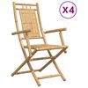 vidaXL Conjunto de 4 cadeiras dobr&aacute;veis de bambu, 53x66x99 cm.