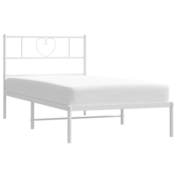 vidaXL Estrutura de cama em metal com cabeceira 107x203 cm branco