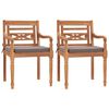vidaXL Cadeiras Bat&aacute;via c/ almofad&otilde;es cinzento-escuro 2pcs teca maci&ccedil;a