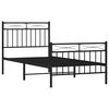 vidaXL Estrutura de cama com cabeceira e p&eacute;s 90x200 cm metal preto
